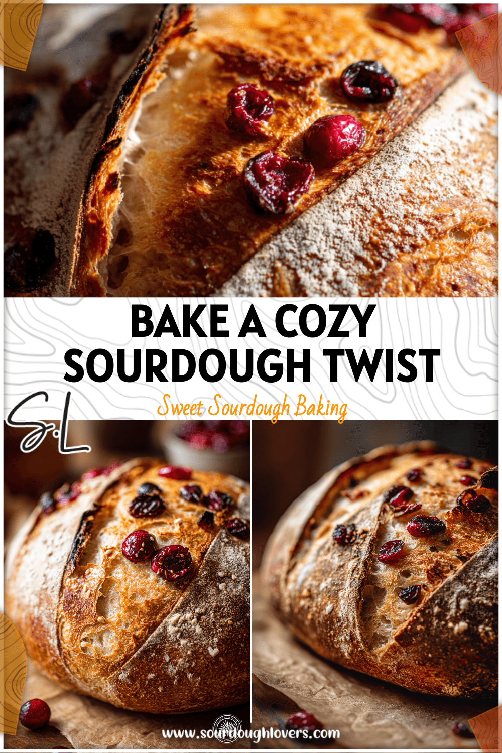 Rustic cranberry orange sourdough loaf showing golden crust and cranberries, perfect for Artisan Bread Recipes Sourdough. 26